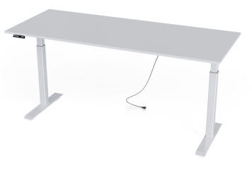 Secretária com altura eletricamente ajustável em branco MILLA160, 1.600 mm x 800 mm 