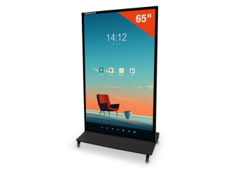 Totem digital móvel DKS-LED65, 65 in Ecrã, Android 13, preto, 870 mm x 450 mm x 1.555 mm, TecMaschin 