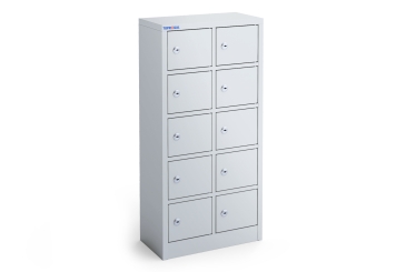 Armário de cacifos WSFS10 com 10 compartimentos, cinzento, Chapa de aço, TOPREGAL 