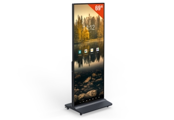  Totem digital móvel DKS-LED69, 69 in, Android 11, preto, 675 mm x 500 mm x 1.726 mm, TecMaschin 