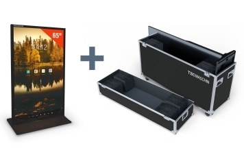 Totem digital DKS-LED65 incl. caixa de transporte, 65 in display, Android 13, preto, 870 mm x 450 mm x 1.555 mm, TecMaschin 