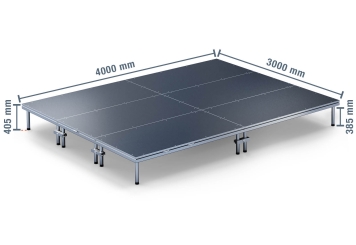 4 m x 3 m Palco móvel EBM850/2, 405 mm de altura, 6 módulos 850 kg carga máxima por módulo 