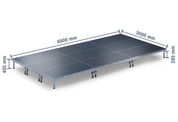 6 m x 3 m Palco móvel EBM850/2, 405 mm de altura, 9 módulos 850 kg carga máxima por módulo 