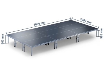 6 m x 3 m Palco móvel EBM850/2, 605 mm de altura, 9 módulos 850 kg carga máxima por módulo 
