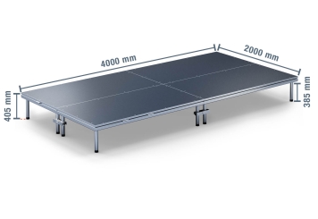 4 m x 2 m Palco móvel EBM850/2, 405 mm de altura, 4 módulos 850 kg carga máxima por módulo 