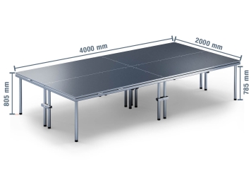 4 m x 2 m Palco móvel EBM850/2, 805 mm de altura, 4 módulos 850 kg carga máxima por módulo 