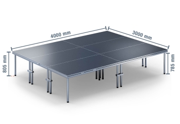 4 m x 3 m Palco móvel EBM850/2, 805 mm de altura, 6 módulos 850 kg carga máxima por módulo 