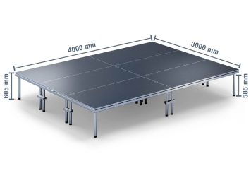 4 m x 3 m Palco móvel EBM850/2, 605 mm de altura, 6 módulos 850 kg carga máxima por módulo 