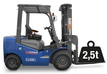Empilhador eléctrico LI-ION GSE25/5, carregador integrado, capacidade de carga 2.500 kg, SolidHub 