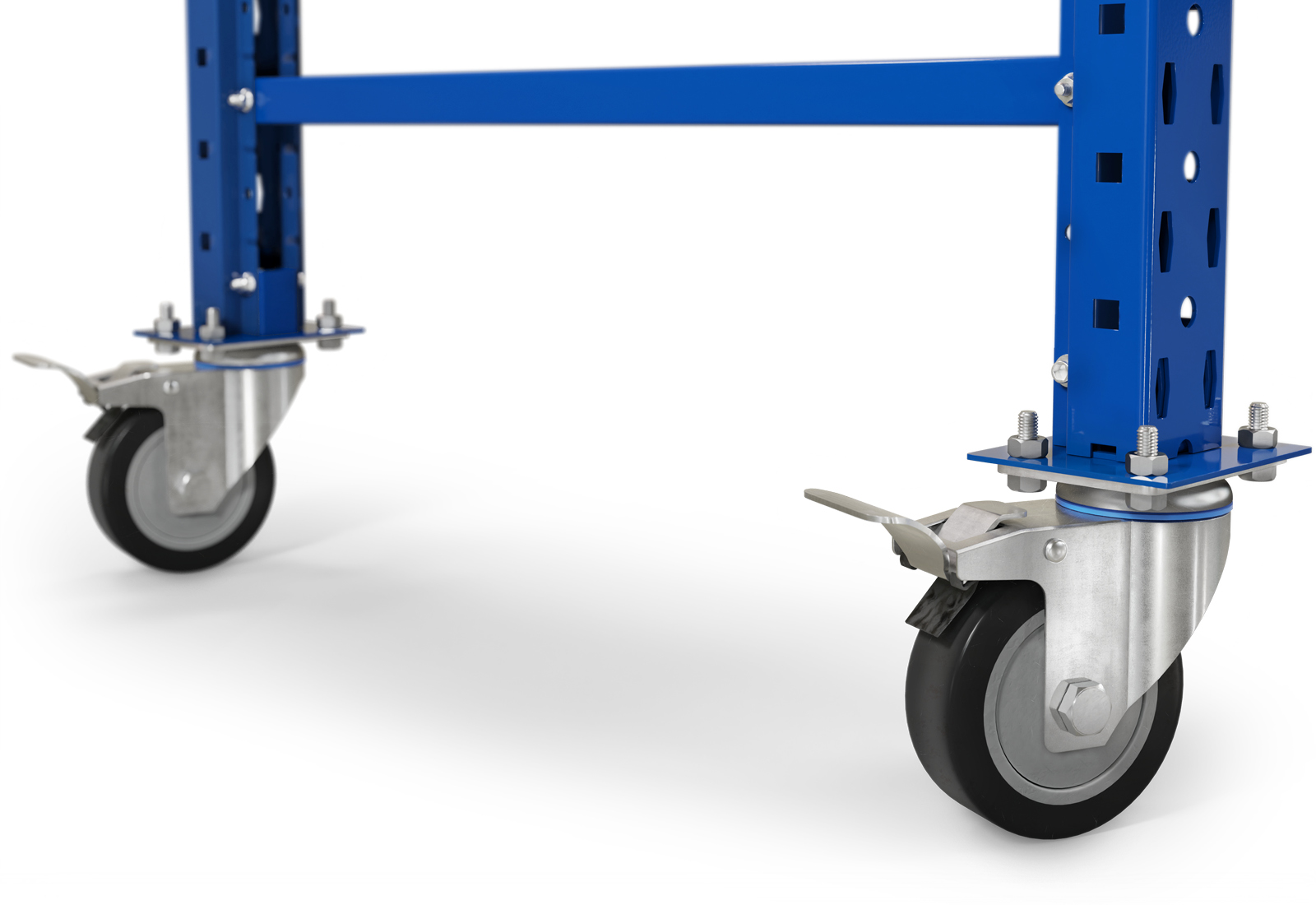 Estantes móveis inclinadas com base regulável em altura